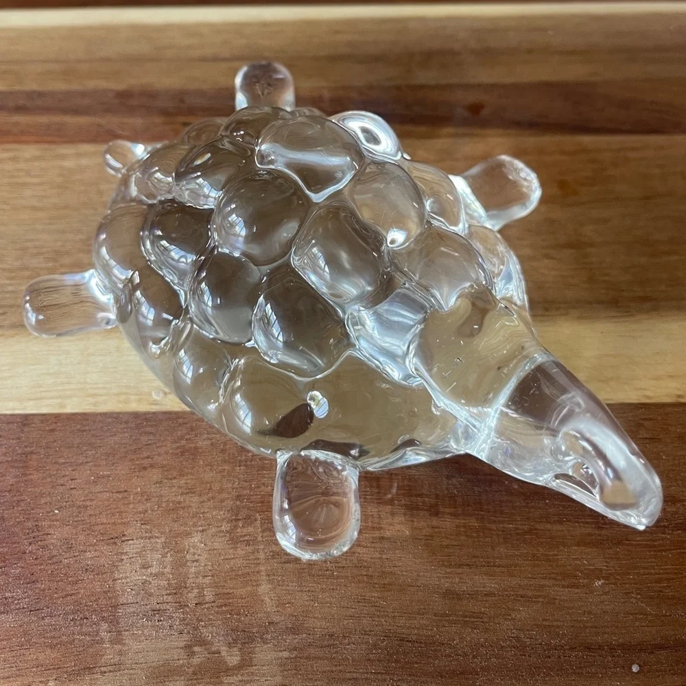 VTG Glass lsland Tortoise Turtle Paperweight 3D Textured Figure Collectible Deco